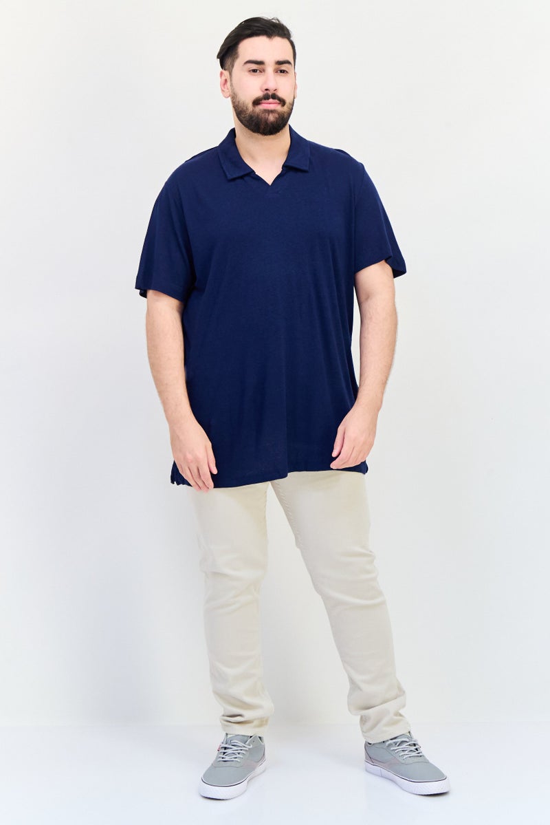 Celio Men Regular Fit Short Sleeve Solid Polo Shirts, Navy Blue - Image 4